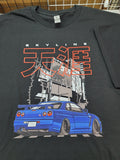 R34 Stance Skyline GTR Racing Car Night City T-Shirt